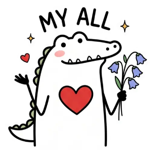 florak stickers, cute, funny, stickers, WhatsApp stickers, sticker pack, Alligator, love you, valentine